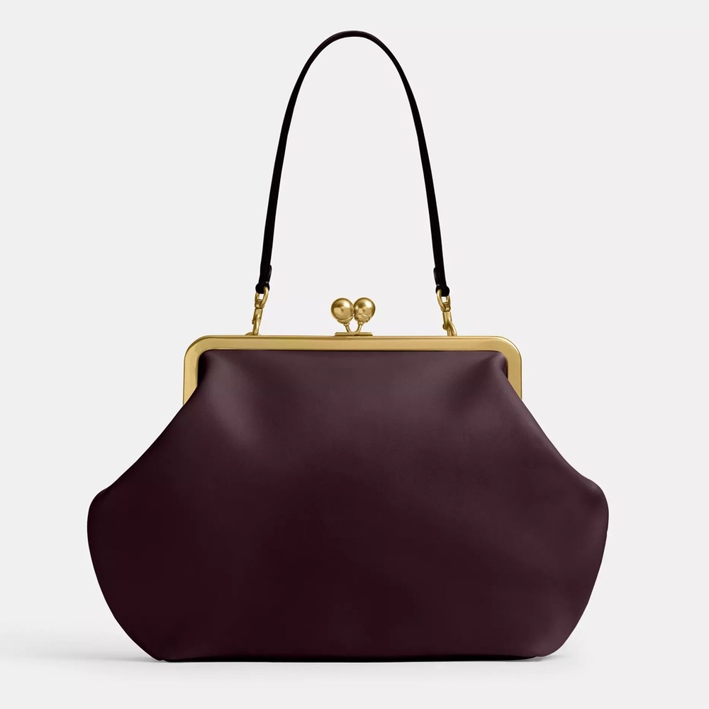 Coach Kisslock Oversized Frame Bag: Black Currant